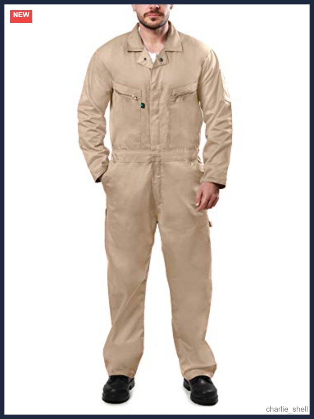 Long Sleeve Cotton Blend Work Coverall with Zippered Pockets